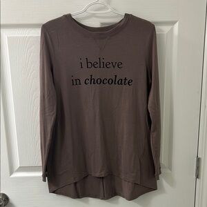 AnyBody Brown Long Sleeve Boxy T-Shirt
